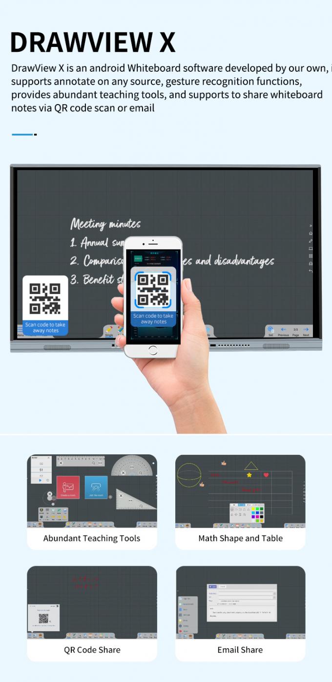 Iboard Yeni Ürün 98 " 4K Akıllı Ekran Etkileşimli Düz Panel Ekran Büyük Boyutlu Dokunmatik Ekran Görüşme Odası için Monitör 6