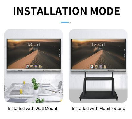 Okul öğretimi ve ofis toplantıları için 20/40 dokunma noktası ve kızılötesi dokunuşlu 75 inçlik etkileşimli dokunma ekranı monitörü