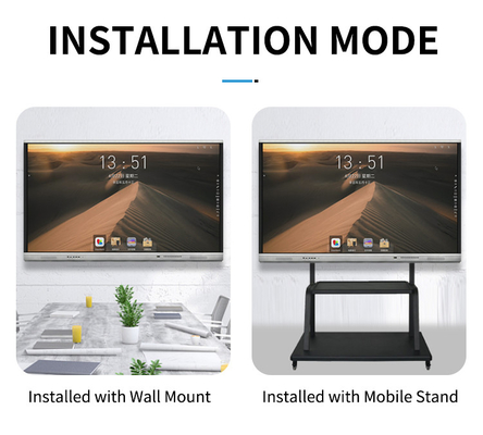 İnteraktif LCD Düz Panel Ekran 4K Android 11 Eğitim İçin OPS Yuvalı Çoklu Dokunmatik LED Ekran Monitörü