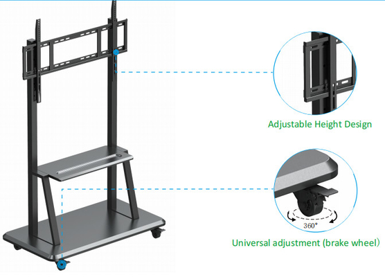 Dokunmatik Ekran Monitör için 220lbs Elektronik Mobil Stand 800x600mm