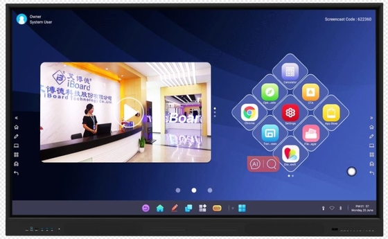 Toplantı ve öğretim için 4K Çözünürlük 86 Inch Led Akıllı Tahta Tüm Bir Bilgisayar İnteraktif Düz Panel Ekranı