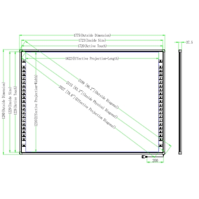 86 Inch Interactive Whiteboard Alüminyum Alaşım Çerçeve OEM
