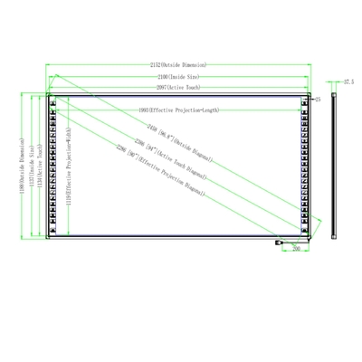96 Inch Interactive Whiteboard 16:9 School Teaching için boyut oranı