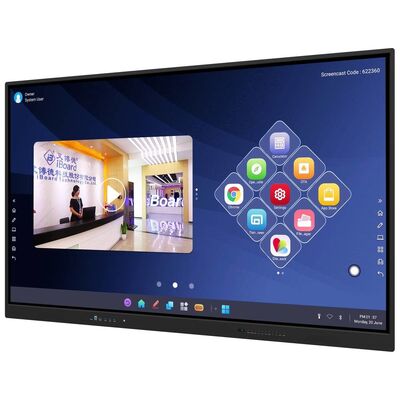 65 75 86 98 Inch LCD Akıllı Tahta Etkileşimli 4mm Tempered Glass Android Windows 10/11 Pro Touch Parmak Akıllı Monitör