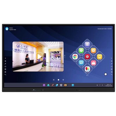 65 75 86 98 Inch LCD Akıllı Tahta Etkileşimli 4mm Tempered Glass Android Windows 10/11 Pro Touch Parmak Akıllı Monitör