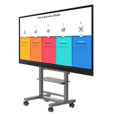 98 inç Akıllı Siyah Çerçeve 20 Dokunma Noktası Çizim Whiteboard Monitörler Işık Sensörü ile Kamera Mikrofon toplantı için