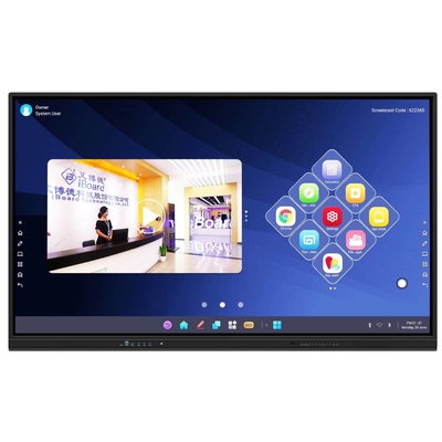 IBoard 75-TE-QS Bulgaristan için 400cd/m2 48MP kamera ve Android 13 4+32G RAM ve okullar için depolama ile 8 Mikrofon