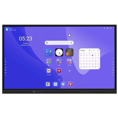65/75/86 İnç 4K Çözünürlüklü Etkileşimli Düz Panel Akıllı Beyaz Tahta, Çoklu Dokunmatik ve Android/Windows/Linux/Mac OS