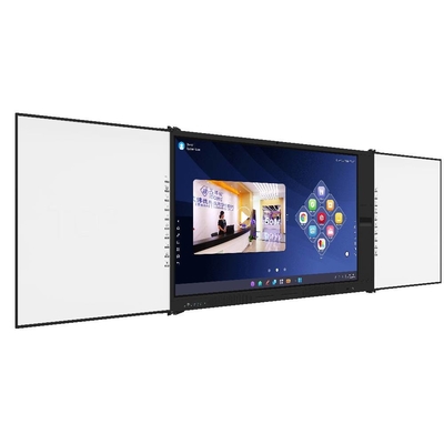 Akıllı 2 taraflı Siyah Yeşil Whiteboard 75 86 Inç Android Dokunmatik Panel Tablosu Kamera Mikrofonla Belge Tarayıcısı Mobil Stand Ofis Okul Eğitimleri