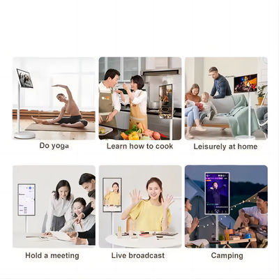 IBoard 27 32 Inch Android 13 In-Cell Dokunmatik Panel Akıllı TV LCD Dokunmatik Ekran Monitörü Yuvarlanabilir Hareketli Stand Pil ile Döner