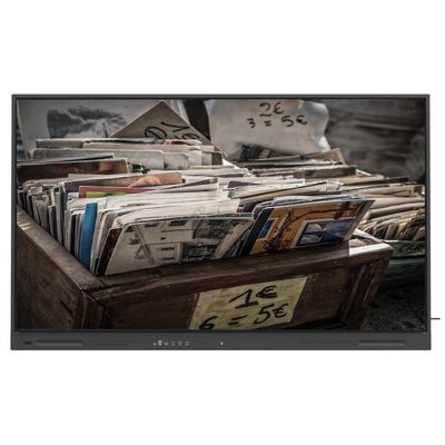 USB çıkışları ve 350cd/m2 WIFI ve kablosuz paylaşılan 110 inçlik monitöre sahip siyah LCD akıllı pano ile işinizi artırın.
