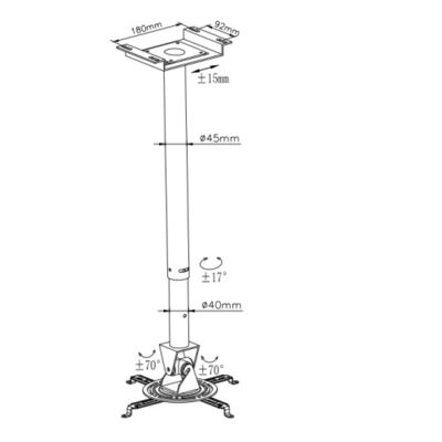 Projektör Kolu Tavan montajı evrensel Lazer projektör için Ayarlanabilir aralık 60~95 cm