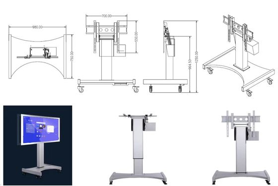 Motorlu Yükseklik Ayarlı Dokunmatik Ekran Monitör Etkileşimli Akıllı Tahta Kullanımı Elektronik Mobil Stand İyi Kaliteli Esnek Stand
