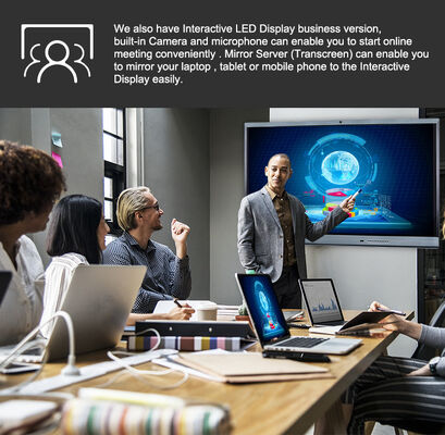 Çoklu Dokunmatik Ekran Parlama Önleyici Mobil Stand LCD Dijital Etkileşimli Akıllı Tahta 55 65 75 İnç Etkileşimli Düz Panel