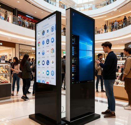 Dijital İşaret Dokunmatik Ekran Kiosk 55 Inç Dijital Android Stand Infra Kırmızı PCAP Dokunmatik Zemin Stand Duvar İsteğe bağlı Süpermarket Ofisi Ticari