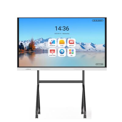 Eğitim ve toplantılar için 75 inçlik 4K Çözünürlüklü 20 Noktalı Çoklu Dokunmatik Akıllı Dokunmatik Ekranlı Etkileşimli Whiteboard
