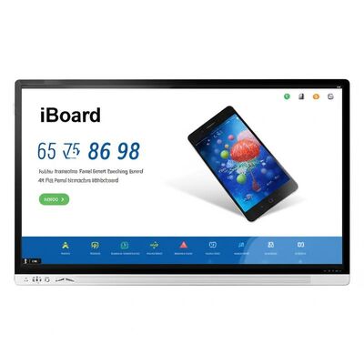 IBoard 55-98 İnç Etkileşimli Beyaz Tahta Akıllı Öğretim Tahtası 4K HD Ekran Çift Sistem Windows ve Android Parlama Önleyici Temperli Cam