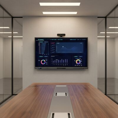 Çoklu Dokunmatik Ekran Parlama Önleyici Mobil Stand LCD Dijital Etkileşimli Akıllı Tahta 55 65 75 İnç Etkileşimli Düz Panel