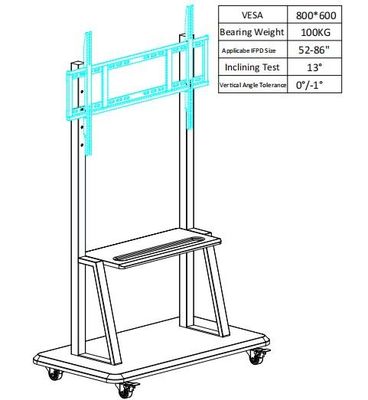 Etkileşimli panolar için Mobil Stand Dokunmatik Ekran Paneli 52"~86" boyutu için ayarlanabilir yükseklik takımı
