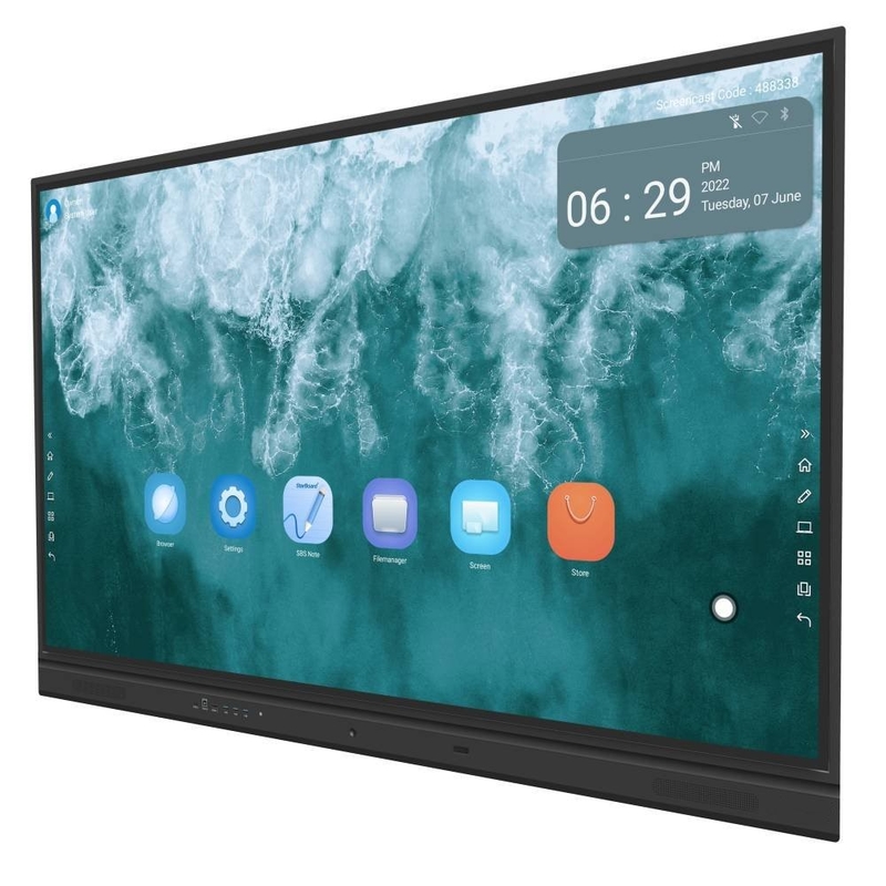 IBoard 75-TE-QS Bulgaristan için 400cd/m2 48MP kamera ve Android 13 4+32G RAM ve okullar için depolama ile 8 Mikrofon