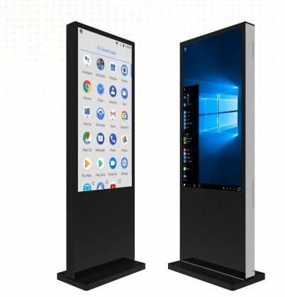 Yer Android Win Kapasitif IR dokunuş 32 43 55 65 Inch Video Fotoğraf Medya Ses Reklamcılık Dijital İşaret Kiosk Totem Alışveriş merkezi için metro havaalanı banka hastane