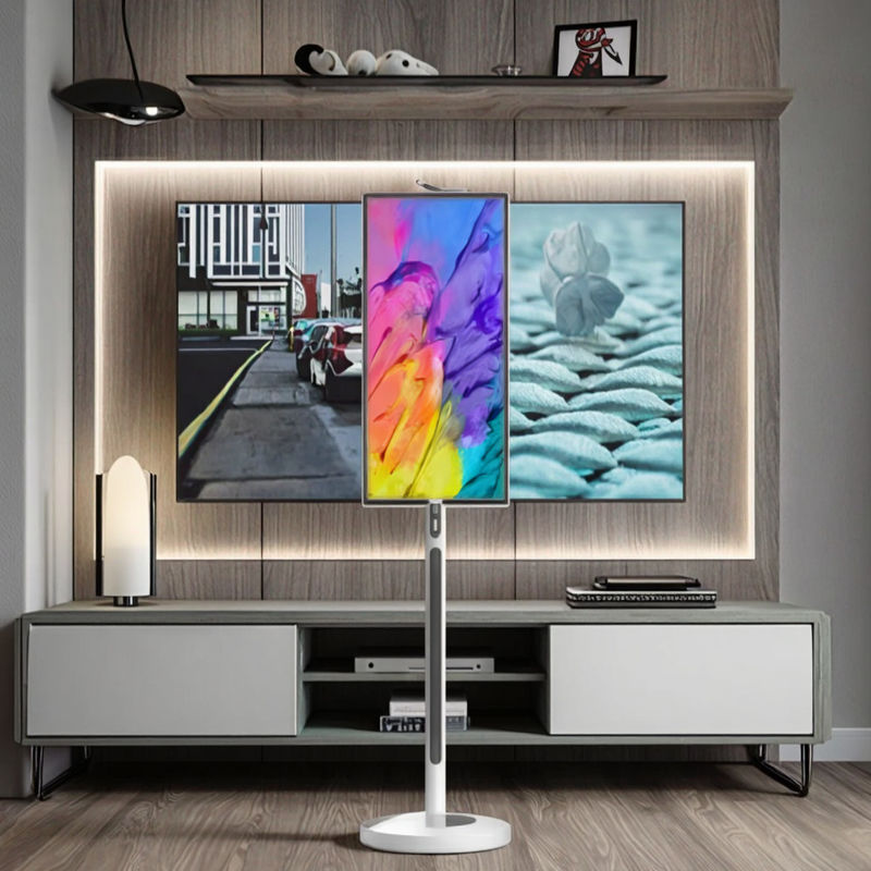 IBoard 27 32 Inch Android 13 In-Cell Dokunmatik Panel Akıllı TV LCD Dokunmatik Ekran Monitörü Yuvarlanabilir Hareketli Stand Pil ile Döner