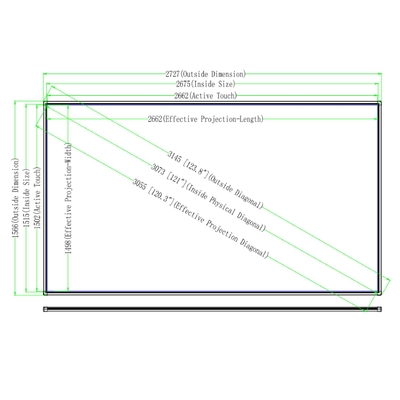 120 Inç Interactive Whiteboard Alüminyum Alaşım Çerçeve Siyah Renk