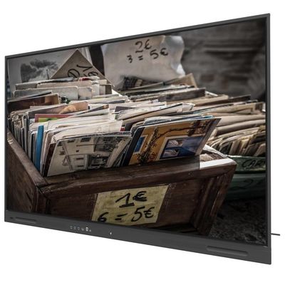 USB çıkışları ve 350cd/m2 WIFI ve kablosuz paylaşılan 110 inçlik monitöre sahip siyah LCD akıllı pano ile işinizi artırın.